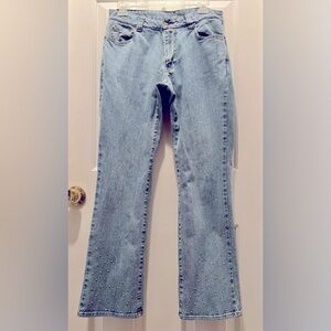 Jeans Womens Sz 8 Bling Bottoms Mid Rise Denim light Wash  Sz31wx29inseam
